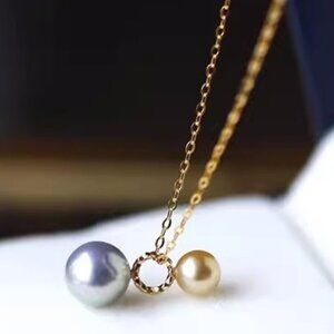 New 18k yellow gold pearl mixed color candy pendant necklace pendant